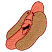 C1: Hot Dog---Melon(Isacord 40 #1259)&#13;&#10;C2: Bun---Flax(Isacord 40 #1055)&#13;&#10;C3: Mouth---Black(Isacord 40 #1234)&#13;&#10;C4: Detail---Winterberry(Isacord 40 #1035)