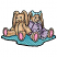 C1: Floor---Jade(Isacord 40 #1046)&#13;&#10;C2: Shadow---Caribbean Blue(Isacord 40 #1094)&#13;&#10;C3: Paws---Soft Pink(Isacord 40 #1224)&#13;&#10;C4: Fur---Meringue(Isacord 40 #1017)&#13;&#10;C5: Shading---Toffee(Isacord 40 #1126)&#13;&#10;C6: Dress Trim