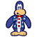 C1: Eyes & Shirt---White(Isacord 40 #1002)&#13;&#10;C2: Head, Arms & Legs---Blueberry(Isacord 40 #1235)&#13;&#10;C3: Beak & Feet---Lemon(Isacord 40 #1167)&#13;&#10;C4: Shirt---Royal Blue(Isacord 40 #1535)&#13;&#10;C5: Stars---Ice Cap(Isacord 40 #1074)&#13