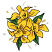 C1: Leaves---Lime(Isacord 40 #1176)&#13;&#10;C2: Flowers---Canary(Isacord 40 #1124)&#13;&#10;C3: Shading---Goldenrod(Isacord 40 #1137)&#13;&#10;C4: Outline---Black(Isacord 40 #1234)&#13;&#10;C5: Confetti---Silver Metallic(Yenmet/ Isamet #7009)&#13;&#10;C6