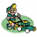 C1: Oval---Bright Mint(Isacord 40 #1510)&#13;&#10;C2: Hat, Shorts & Shoes---Canary(Isacord 40 #1124)&#13;&#10;C3: Wheels & Shoes---White(Isacord 40 #1002)&#13;&#10;C4: Skin---Twine(Isacord 40 #1017)&#13;&#10;C5: Mower, Shirt & Hat---Swiss Ivy(Isacord 40 #