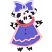 C1: Dress Understitch---White(Isacord 40 #1002)&#13;&#10;C2: Bow Understitch---White(Isacord 40 #1002)&#13;&#10;C3: Head, Arms & Legs---White(Isacord 40 #1002)&#13;&#10;C4: Spots---Black(Isacord 40 #1234)&#13;&#10;C5: Bow Tackdown---Winter Sky(Isacord 40
