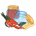 C1: Carrots---Pumpkin(Isacord 40 #1168)&#13;&#10;C2: Carrots Outline---Spice(Isacord 40 #1181)&#13;&#10;C3: Jars---River Mist(Isacord 40 #1248)&#13;&#10;C4: Jars Outline---Tropical Blue(Isacord 40 #1534)&#13;&#10;C5: Beans & Lids---Yellow(Isacord 40 #1187