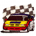 C1: Flag & Car---White(Isacord 40 #1002)&#13;&#10;C2: Car---Nordic Blue(Isacord 40 #1076)&#13;&#10;C3: Car---Red Pepper(Isacord 40 #1078)&#13;&#10;C4: Car---Citrus(Isacord 40 #1187)&#13;&#10;C5: Flag & Outline---Black(Isacord 40 #1234)&#13;&#10;C6: Highli