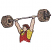 C1: Flesh---Twine(Isacord 40 #1017)&#13;&#10;C2: T-Shirt---Tangerine(Isacord 40 #1078)&#13;&#10;C3: Shirt---Citrus(Isacord 40 #1187)&#13;&#10;C4: Weights---Oat(Isacord 40 #1127)&#13;&#10;C5: Center Bar---Smoke(Isacord 40 #1219)&#13;&#10;C6: Hair---Golden
