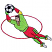 C1: Satin Outline---Poinsettia(Isacord 40 #1147)&#13;&#10;C2: Shoes & Soccer Ball---White(Isacord 40 #1002)&#13;&#10;C3: Pants---Red Berry(Isacord 40 #1246)&#13;&#10;C4: Shirts, Gloves & Pads---Bright Mint(Isacord 40 #1510)&#13;&#10;C5: Face---Ivory(Isaco