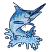 C1: Fish---Glacier Green(Isacord 40 #1223)&#13;&#10;C2: Fish Shading---Bottle Green(Isacord 40 #1045)&#13;&#10;C3: Water & Marlin Shading---River Mist(Isacord 40 #1248)&#13;&#10;C4: Fish Light Shading---Celestial(Isacord 40 #1028)&#13;&#10;C5: Fish Dark S