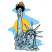 C1: Sky---Crystal Blue(Isacord 40 #1249)&#13;&#10;C2: Sun & Liberty Flame---Canary(Isacord 40 #1124)&#13;&#10;C3: Flame Shading---Pumpkin(Isacord 40 #1168)&#13;&#10;C4: Statue of Liberty---Ice Cap(Isacord 40 #1074)&#13;&#10;C5: Statue Light Shading---Isla