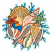 C1: Splash---Tropical Blue(Isacord 40 #1534)&#13;&#10;C2: Splash Border---Silver Sage(Isacord 40 #1045)&#13;&#10;C3: Scallop---Buttercup(Isacord 40 #1135)&#13;&#10;C4: Scallop Shading---Goldenrod(Isacord 40 #1137)&#13;&#10;C5: Inside Shells---Taupe(Isacor