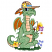 C1: Webbing & Underside of Hat---Autumn Leaf(Isacord 40 #1126)&#13;&#10;C2: Grass & Stems---Lime(Isacord 40 #1176)&#13;&#10;C3: Belly Scales---Shrimp Pink(Isacord 40 #1017)&#13;&#10;C4: Belly Scales Shading---Salmon(Isacord 40 #1259)&#13;&#10;C5: Claws, H