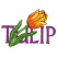 C1: Lettering---Orchid(Isacord 40 #1255)&#13;&#10;C2: Stem---Erin Green(Isacord 40 #1510)&#13;&#10;C3: Leaf Shading---Grasshopper(Isacord 40 #1176)&#13;&#10;C4: Tulip---Canary(Isacord 40 #1124)&#13;&#10;C5: Petal Shading---Tangerine(Isacord 40 #1078)&#13;