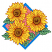 C1: Border---California Blue(Isacord 40 #1252)&#13;&#10;C2: Flower Centers---Golden Grain(Isacord 40 #1126)&#13;&#10;C3: Background---Heather Pink(Isacord 40 #1117)&#13;&#10;C4: Leaves---Pear(Isacord 40 #1049)&#13;&#10;C5: Leaf Outlines---Evergreen(Isacor