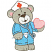 C1: Inner Ears & Heart---Pink Tulip(Isacord 40 #1115)&#13;&#10;C2: Bear---Baguette(Isacord 40 #1229)&#13;&#10;C3: Mouth---Eggshell(Isacord 40 #1071)&#13;&#10;C4: Hat & Reflex Hammer---White(Isacord 40 #1002)&#13;&#10;C5: Uniform---Aqua(Isacord 40 #1204)&#