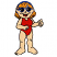 C1: Hair---Spanish Gold(Isacord 40 #1065)&#13;&#10;C2: Skin---Meringue(Isacord 40 #1017)&#13;&#10;C3: Swimsuit & Tongue---Poinsettia(Isacord 40 #1147)&#13;&#10;C4: Outline---Black(Isacord 40 #1234)&#13;&#10;C5: Glasses, Headband & Earrings---Imperial Blue