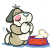 C1: Floor & Motion Lines---Winter Sky(Isacord 40 #1165)&#13;&#10;C2: Paws, Mouth & Belly---Cream(Isacord 40 #1071)&#13;&#10;C3: Ears & Tail---Wild Rice(Isacord 40 #1180)&#13;&#10;C4: Bone---Linen(Isacord 40 #1071)&#13;&#10;C5: Inside Dish---Terra Cotta(Is