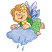 C1: Cloud---Ice Cap(Isacord 40 #1074)&#13;&#10;C2: Skin---Shrimp Pink(Isacord 40 #1017)&#13;&#10;C3: Skirt---Spring Frost(Isacord 40 #1047)&#13;&#10;C4: Blue Wing Sections---Ice Cap(Isacord 40 #1074)&#13;&#10;C5: Pink Wing Sections & Flower Center---Carna