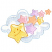 C1: Cloud---White(Isacord 40 #1002)&#13;&#10;C2: Cloud Shading---Ice Cap(Isacord 40 #1074)&#13;&#10;C3: Cloud Outline---Oxford(Isacord 40 #1222)&#13;&#10;C4: Pink Stars---Carnation(Isacord 40 #1121)&#13;&#10;C5: Pink Star Shading & Outlines---Hyacinth(Isa