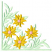 C1: Stems, Leaves & Border---Spanish Moss(Isacord 40 #1063)&#13;&#10;C2: Petals---Light Brass(Isacord 40 #1067)&#13;&#10;C3: Centers---Hyacinth(Isacord 40 #1117)